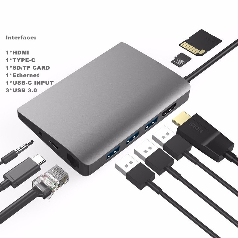 새로운 USB 도킹 스테이션 Usb C-Mini DP RJ45 기가비트 LAN HDMI 호환 4K USB-A Macbook Pro Mini PC 용 Type-C Usb C 허브